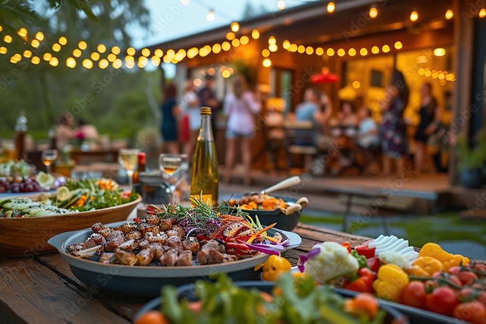 People partying in front of a house